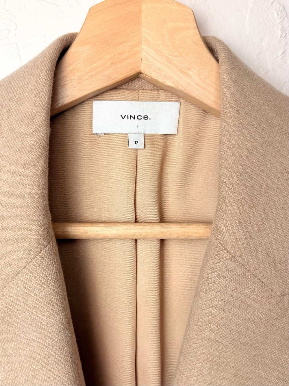 Vince Viscose Wool Blend Single Button Notched Lapel Blazer Jacket Tan Camel 12 - Picture 3 of 9